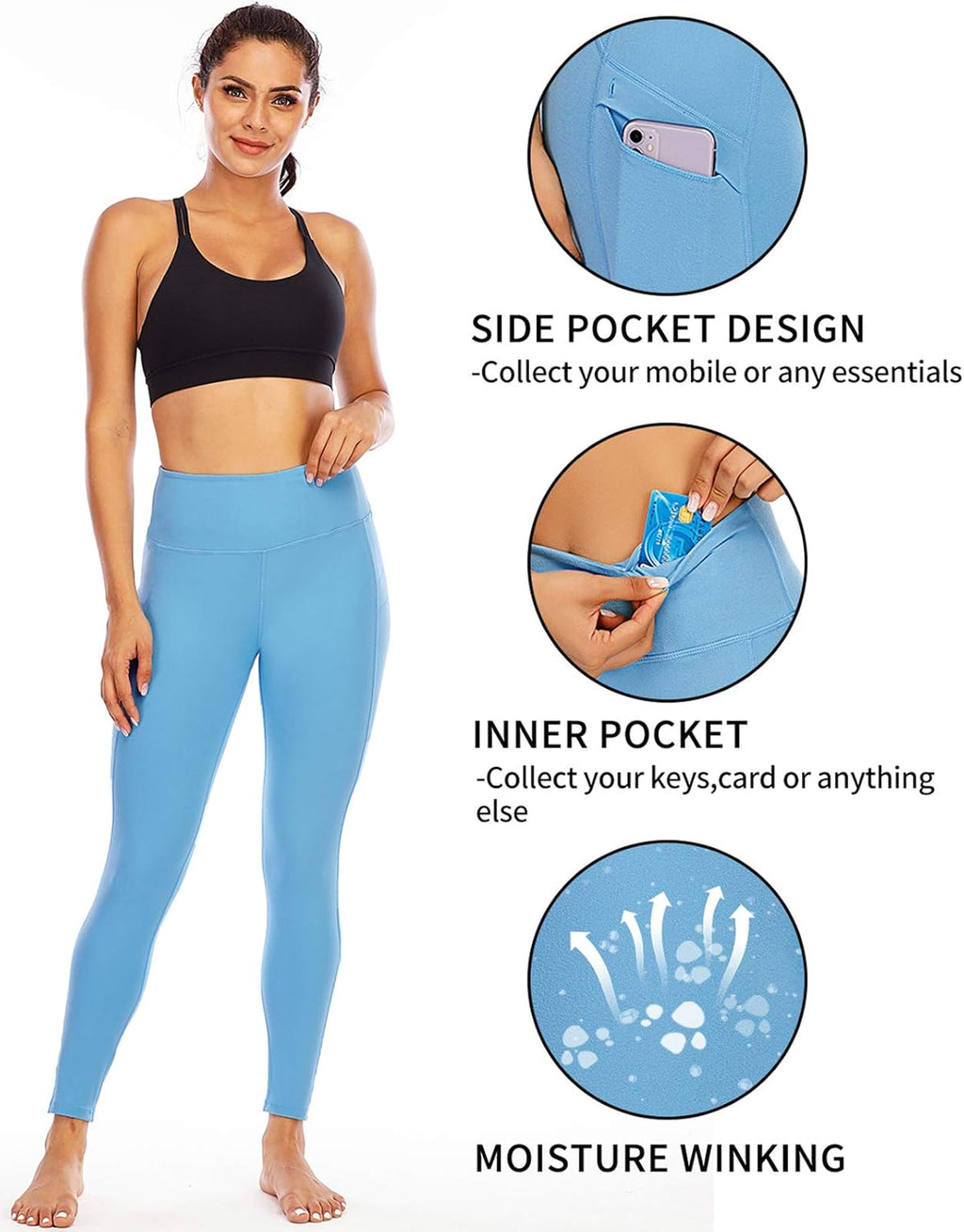 Leggings for Women Tummy Control Workout Leggings with Pocket High Waisted Sports Tight