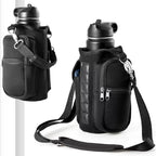 Magnetic Water Bottle Holder Gym Water Bottle Carrier Bag W/ Phone Pocket Handle Shoulder Strap 6 Built-In Magnets Water Bottle